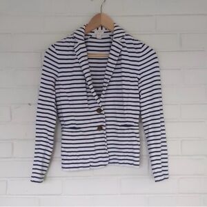 J Crew Navy and White Sweater Blazer